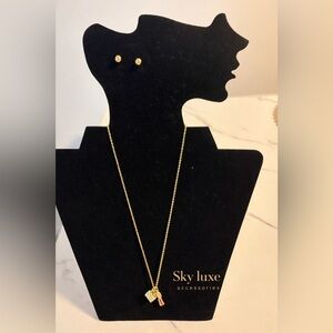 Gold Pendant Necklace and Earring Set